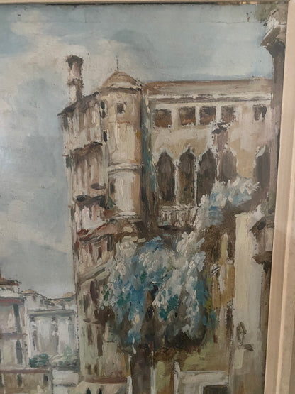 Painting. Venice oil on panel. Giuseppe Riva Ivrea, 1834 - 1916)
