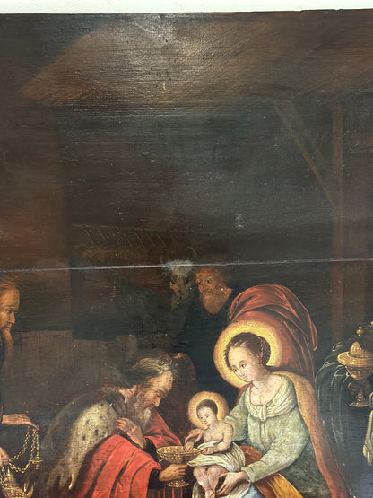 Autore: Cornelis de Baellieur (Anversa 1607-1671).
Soggetto: Adorazione dei Magi.
Tecnica e supporto: olio su tavola.
Dimensioni: 120 x 90.