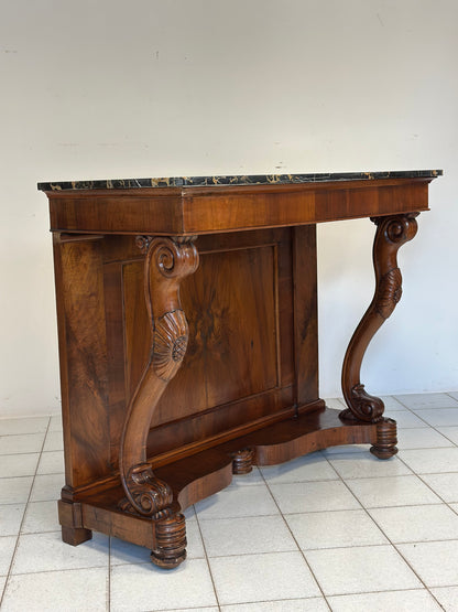 Consolle Carlo X lombarda in noce .XIX secolo