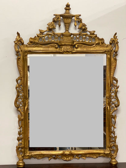 Lombard Empire Mirror in Carved Wood, Gilded, 19th Century