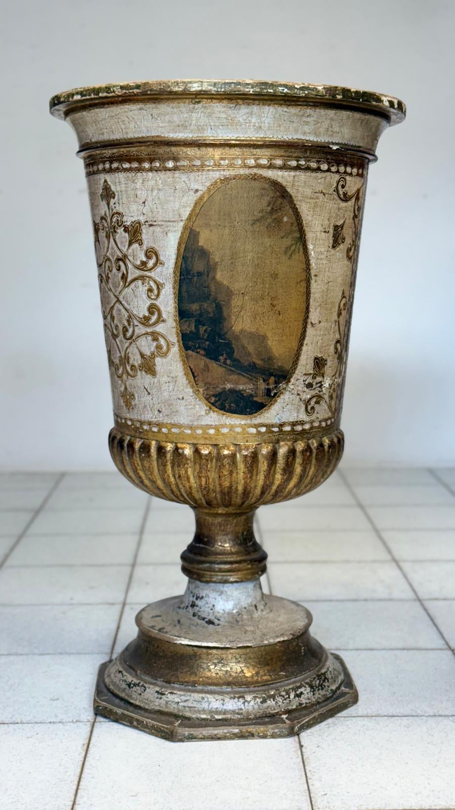 Colonna a calice impero laccata dipinta primo 900
