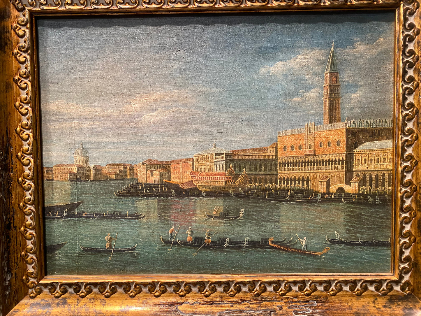 Antico dipinto ad olio su tela di Venezia fine ‘800 primi ‘900
