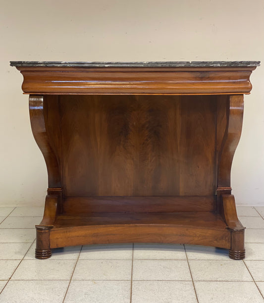 Charles X console in walnut. Restored 19th century