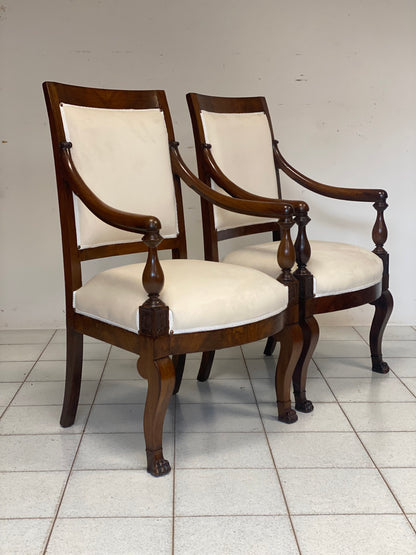Pair of empire armchairs in rosewood. Genoa 19th century.