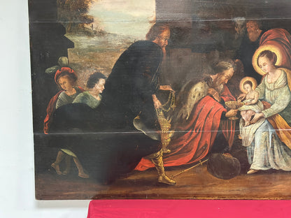 Autore: Cornelis de Baellieur (Anversa 1607-1671).
Soggetto: Adorazione dei Magi.
Tecnica e supporto: olio su tavola.
Dimensioni: 120 x 90.