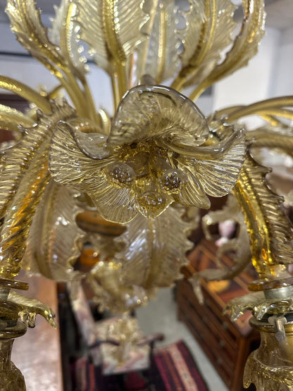 Lampadario in vetro di Murano. Barovier & Toso ( Venezia ) Primi XX secolo.  154 x 124.