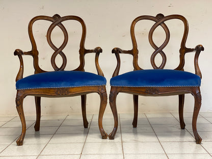 Pair of walnut armchairs. Venice 19th century