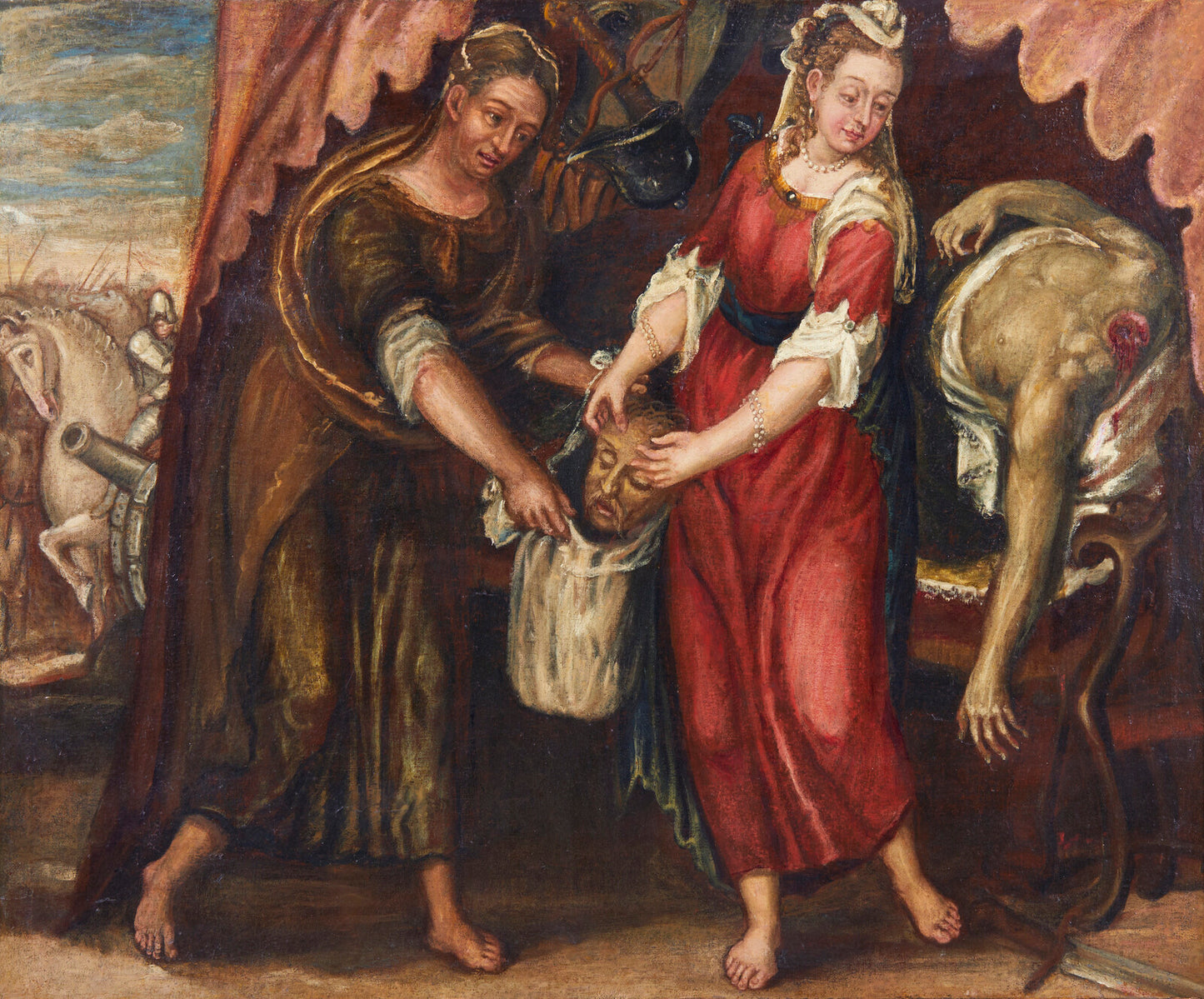 Judith with the Head of Holofernes oil on canvas, 109 x 92 cm. Author: Venetian school late 17th century, workshop of Andrea Schiavone 