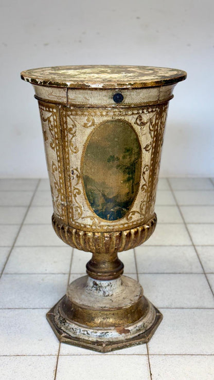 Colonna a calice impero laccata dipinta primo 900