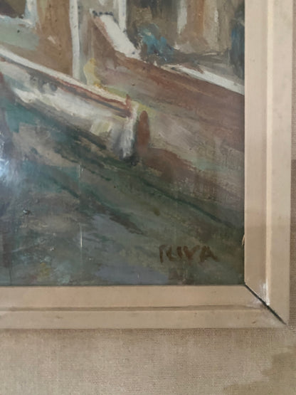 Painting. Venice oil on panel. Giuseppe Riva Ivrea, 1834 - 1916)