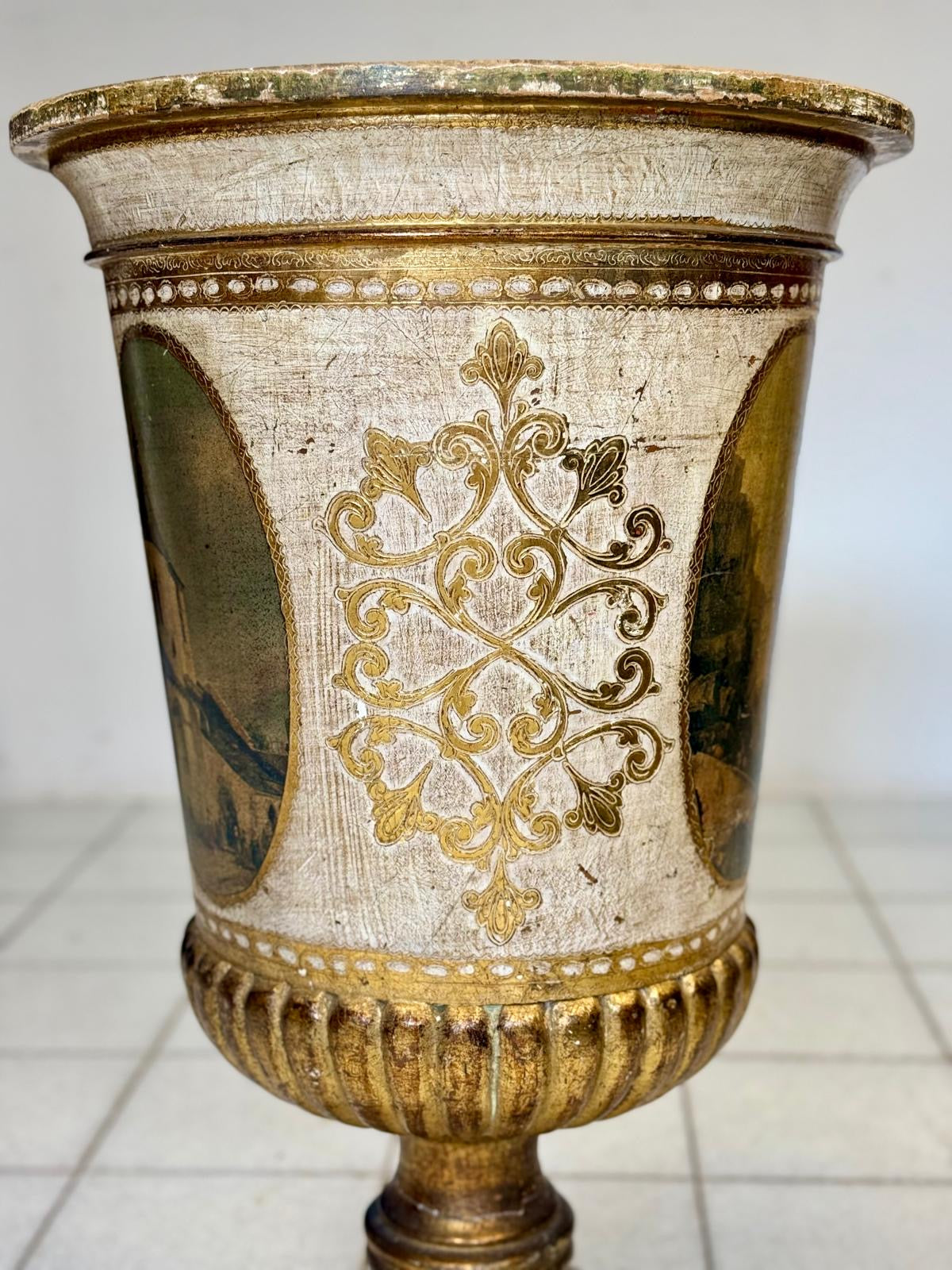 Colonna a calice impero laccata dipinta primo 900
