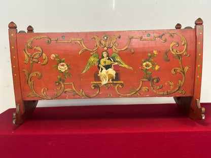 Culla tirolese in legno laccato dipinto epoca 800.