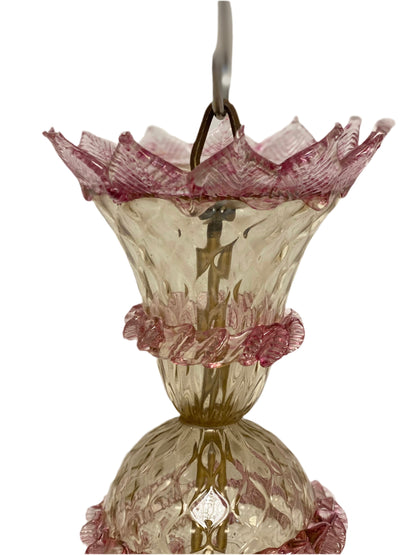 Lampadario in vetro di Murano sei luci cristallo e oro