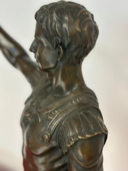 Scultura in bronzo a cera persa Augusto prima porta XX secolo 63 cm