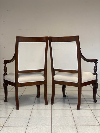 Pair of empire armchairs in rosewood. Genoa 19th century.