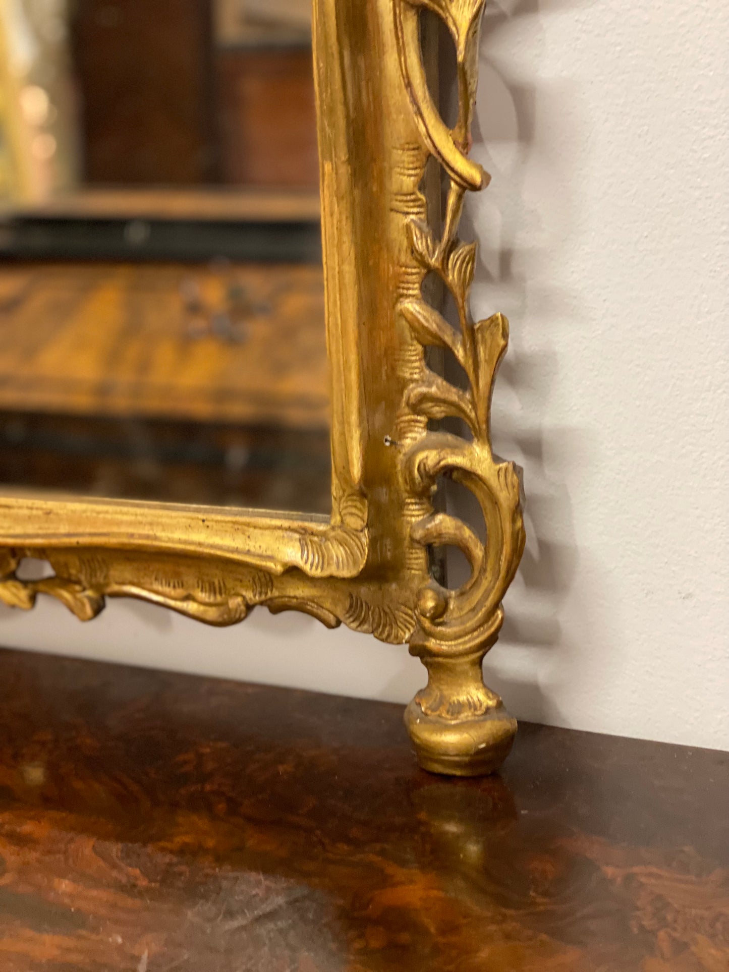 Lombard Empire Mirror in Carved Wood, Gilded, 19th Century