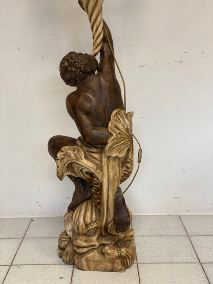 Moro veneziano scultura in legno scolpito laccato sei lumi . XIX secolo