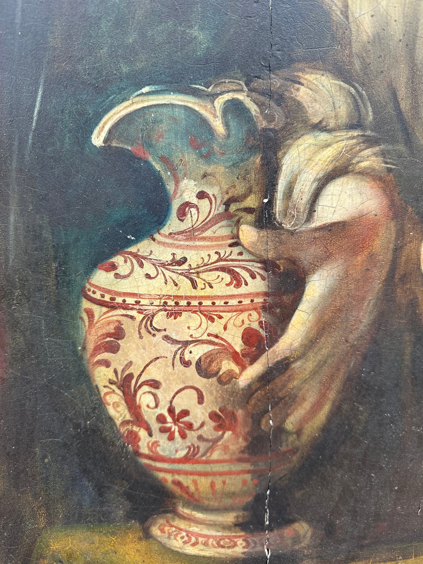 Olio su tavola . Agar e l’Angelo .Bernardo Strozzi ( bottega ) XVII secolo