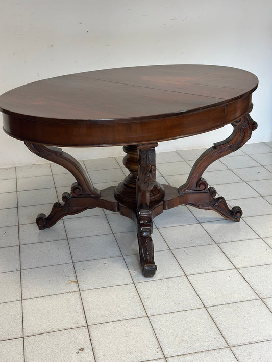 Tavolo a cestello ovale allungabile . Genova Carlo X. 149 x 105