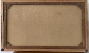 Olio su tela vaso di fiori con architettura XIX secolo