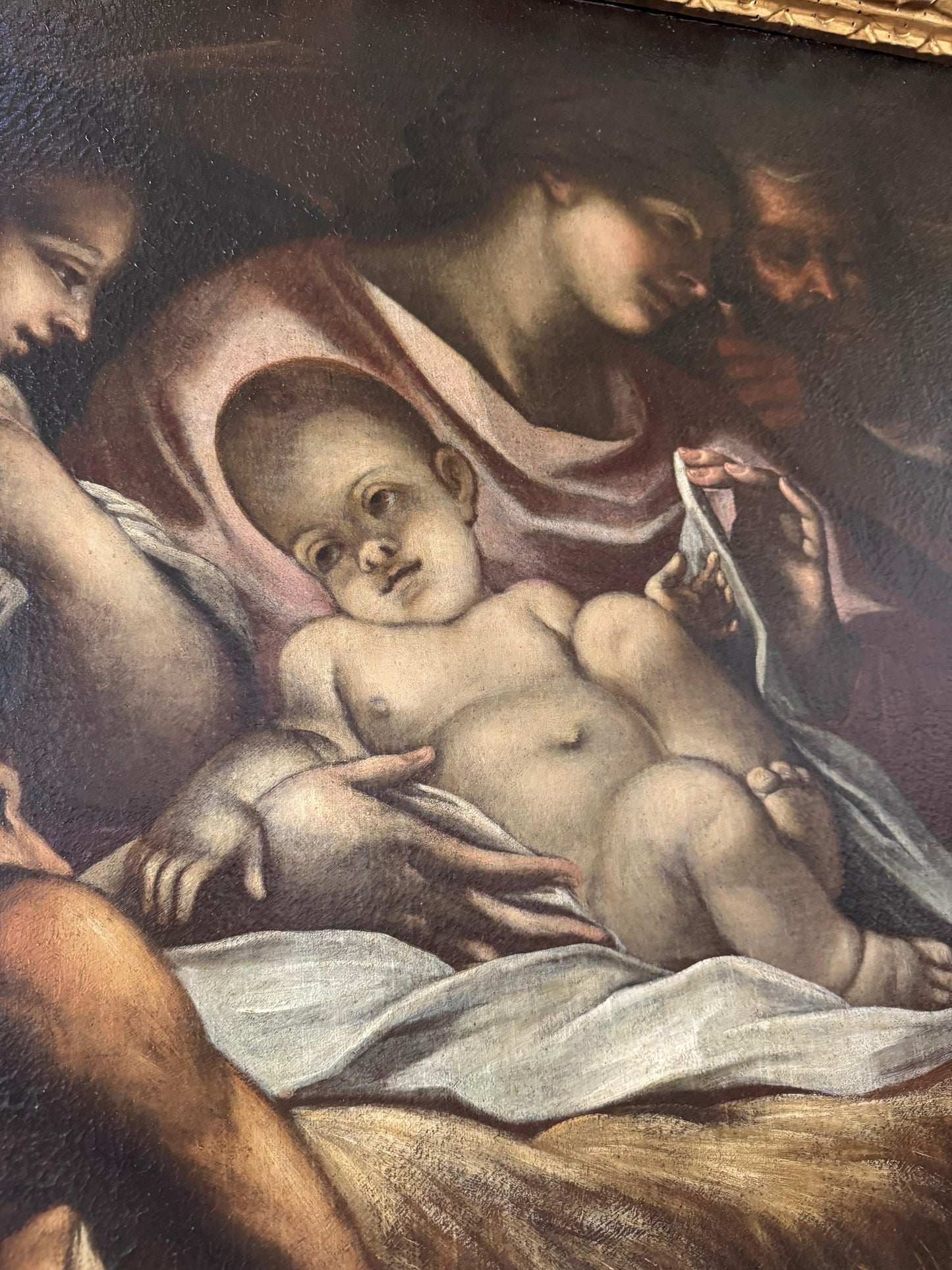 Olio su tela natività . Scuola veneta XVII secolo ambito di Antonio Balestra