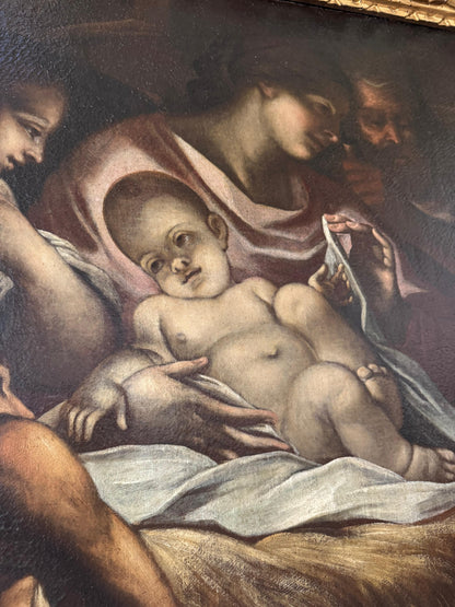 Olio su tela natività . Scuola veneta XVII secolo ambito di Antonio Balestra