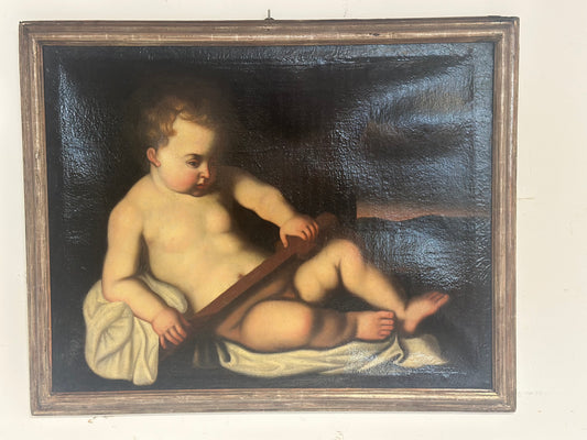 Olio su tela Bambino Gesù con croce XVII secolo
Guido Reni (bottega)
