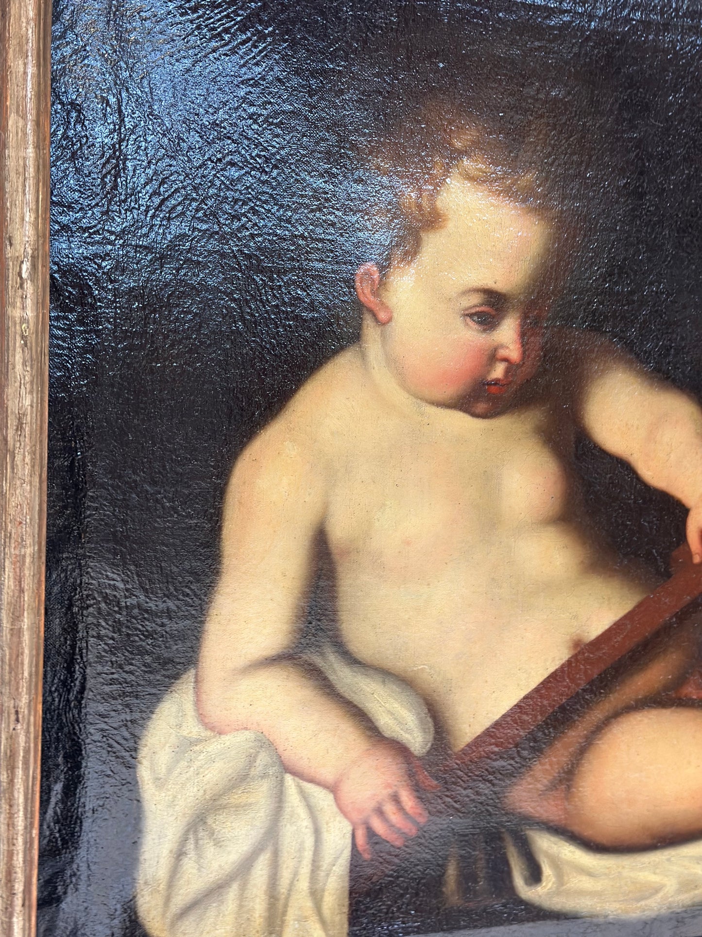 Olio su tela Bambino Gesù con croce XVII secolo
Guido Reni (bottega)