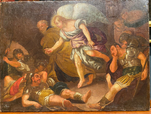 The Liberation of St. Peter oil on canvas. 17th century