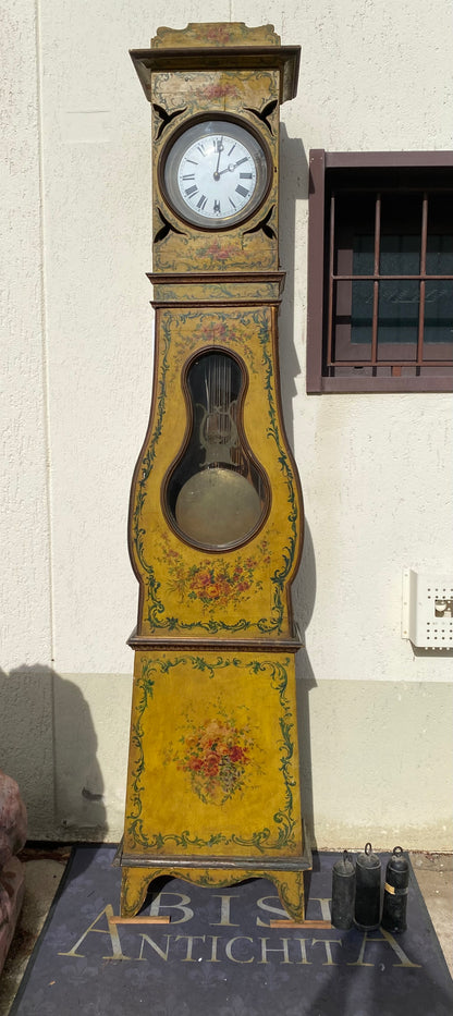 Orologio a pendolo laccato dipinto . Venezia primi 800