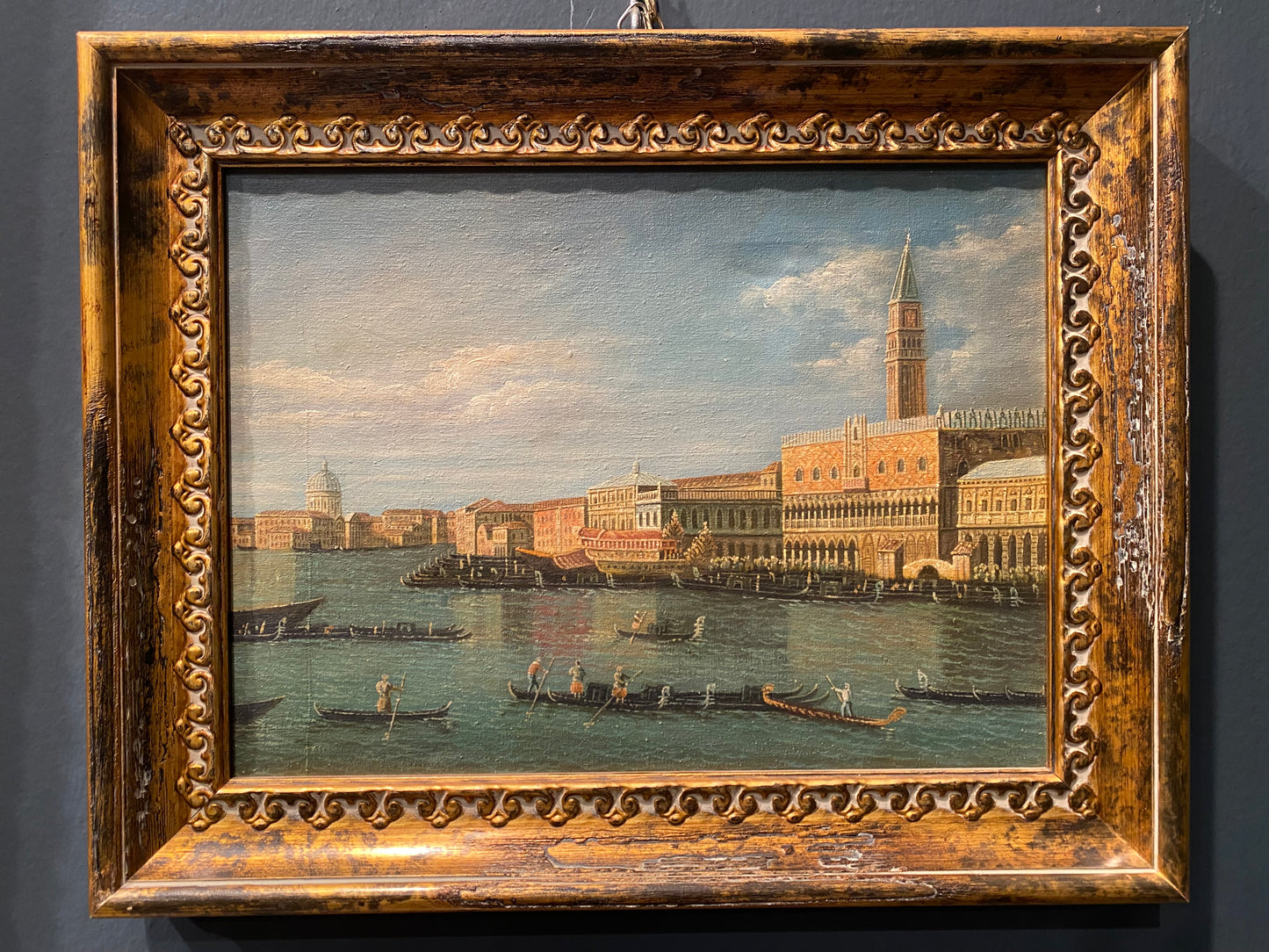 Antico dipinto ad olio su tela di Venezia fine ‘800 primi ‘900