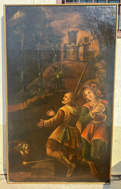 Olio su tela.  Scuola del XVII secolo.