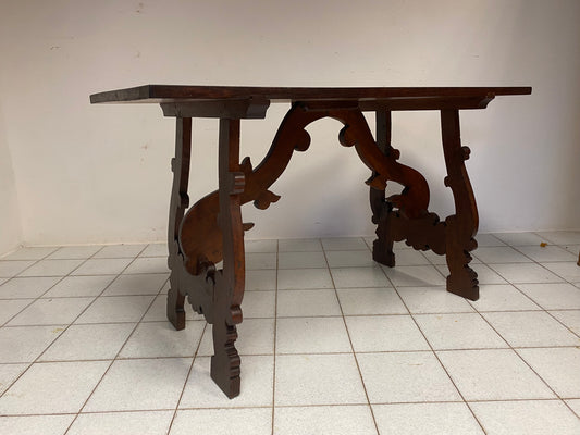 Refectory table with lyre legs. Lombardy 17th century