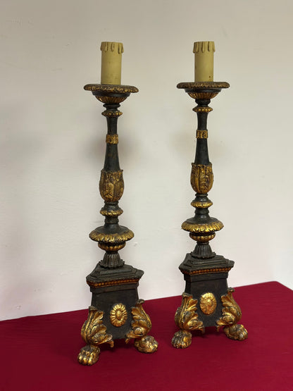 Coppia di candelieri Luigi XIV da palazzo. Lombardia 700