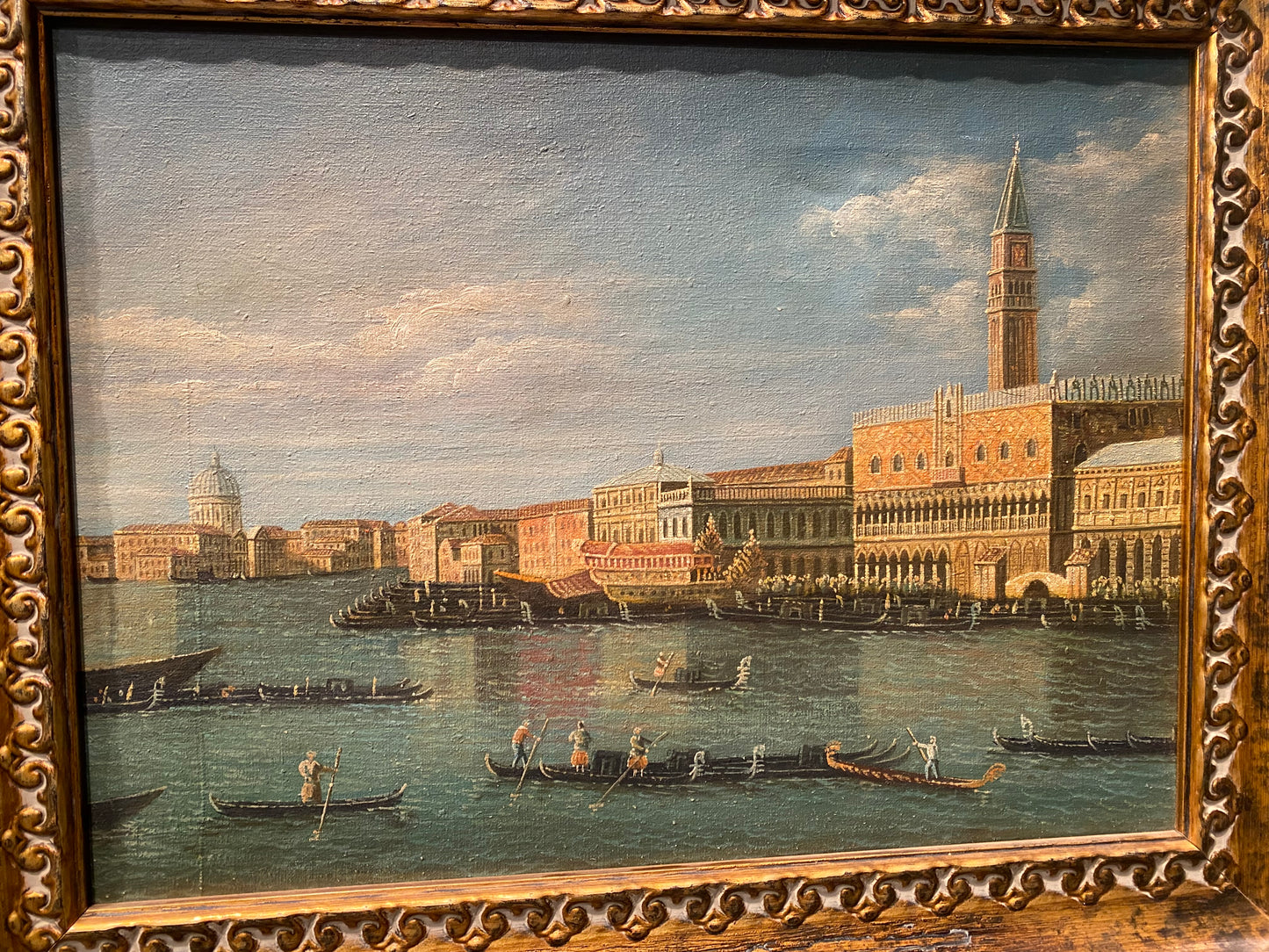 Antico dipinto ad olio su tela di Venezia fine ‘800 primi ‘900