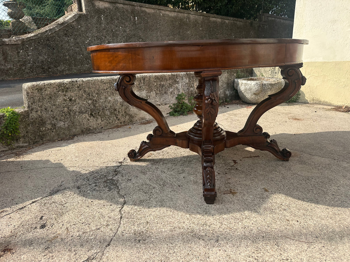 Tavolo a cestello ovale allungabile . Genova Carlo X. 149 x 105