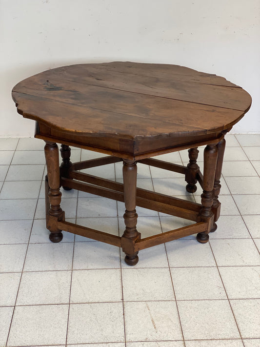 Pair of walnut half-tables. Emilia late 17th century early 18th century