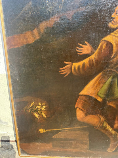 Olio su tela.  Scuola del XVII secolo.