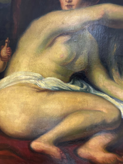 Olio su tela . L’infanzia di Zeus o di Giove .  Primi 800