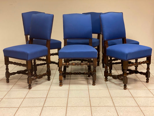 Group of six Lombard reel chairs. 18th century