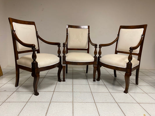 Triptych of Empire armchairs, Genoa 19th century