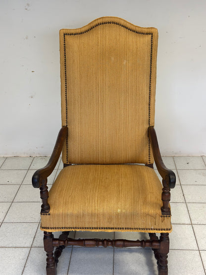 Poltrona Luigi XIV barocca lombarda noce rocchetto