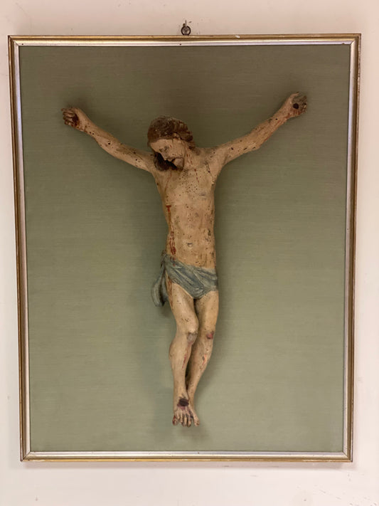 Wooden Christ carved lacquered painted. Central Italian school early 18th century