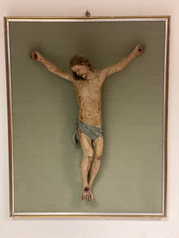 Cristo ligneo scolpito laccato dipinto . Scuola centro Italia inizio 700