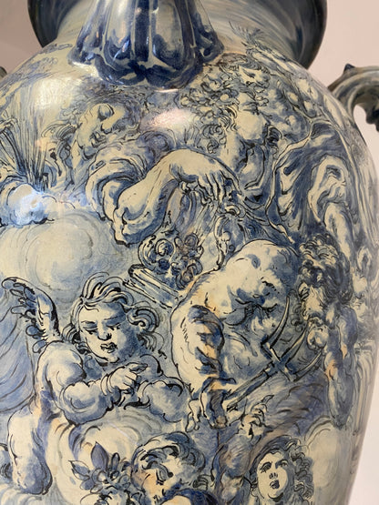 Albissola majolica pharmacy vase signed and dated 1922. H 64