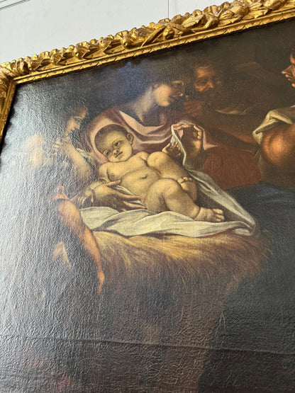 Olio su tela natività . Scuola veneta XVII secolo ambito di Antonio Balestra