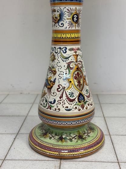 Egisto Fantecchi    Primo 900 vaso con colonna maiolica dipinta