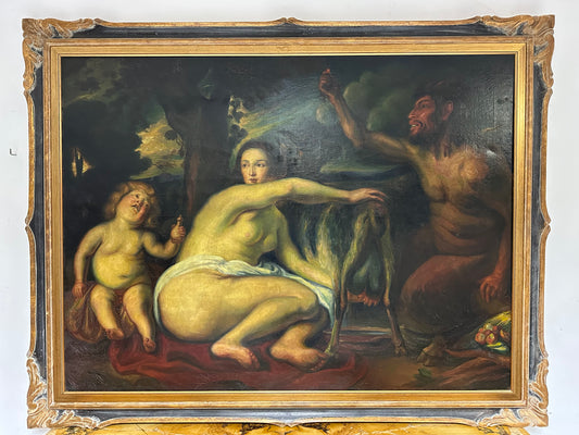 Olio su tela . L’infanzia di Zeus o di Giove .  Primi 800