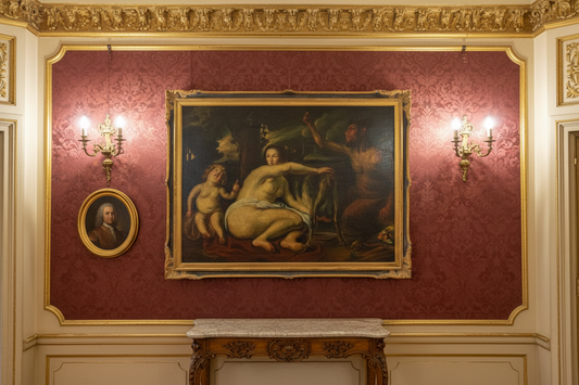 Olio su tela . L’infanzia di Zeus o di Giove .  Primi 800