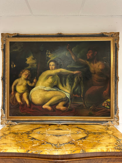 Olio su tela . L’infanzia di Zeus o di Giove .  Primi 800